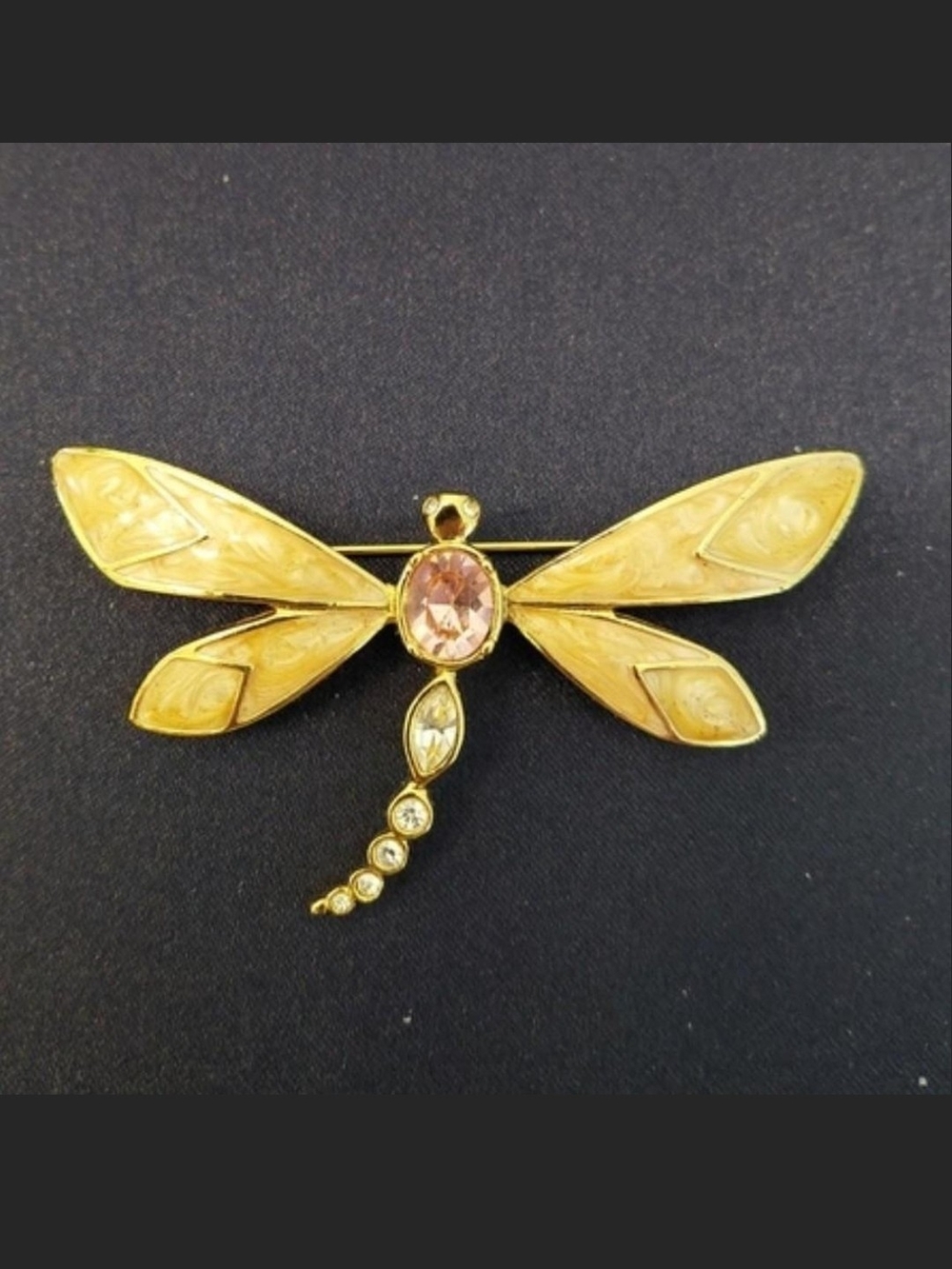 Kenneth Jay Lane Gold-Tone Dragonfly Brooch with Pink Center